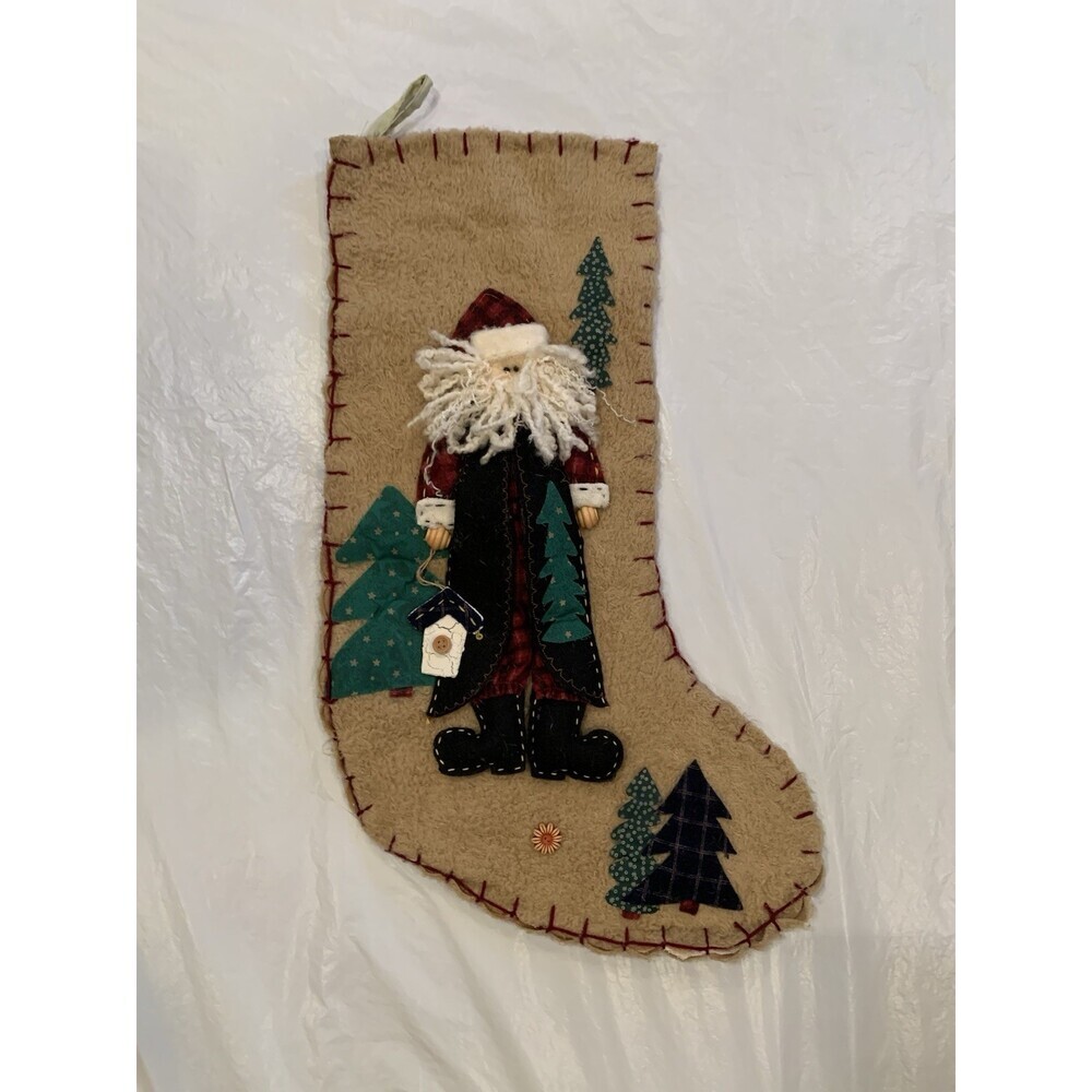 Vintage Country Santa Christmas Stocking 21x12